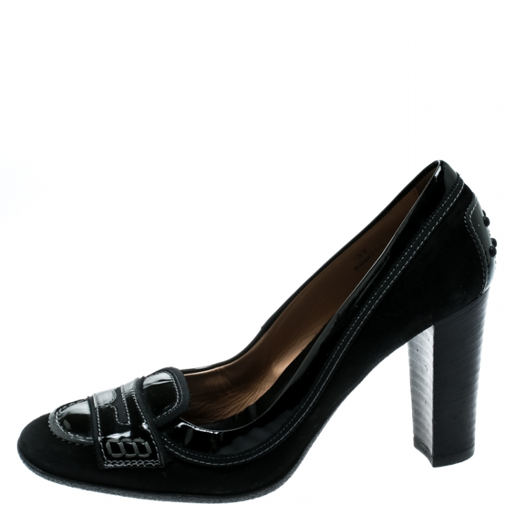 مملوكة مسبقًا  Tod's Black Leather Penny Loafer Pumps Size 37