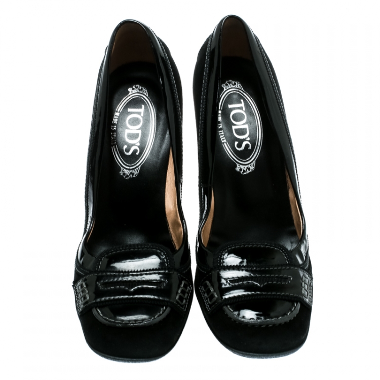 مملوكة مسبقًا  Tod's Black Leather Penny Loafer Pumps Size 37