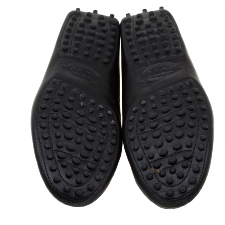 Pre Owned Tod's Black Leather Penny Loafers Size 37.5