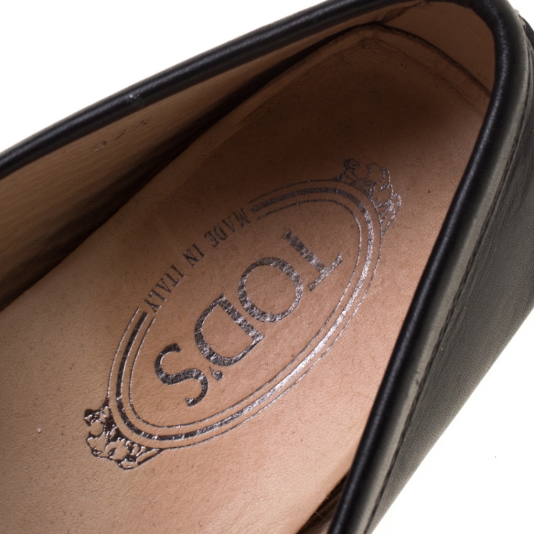 Pre Owned Tod's Black Leather Penny Loafers Size 37.5