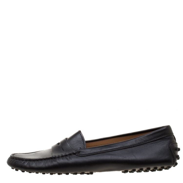 Pre Owned Tod's Black Leather Penny Loafers Size 37.5