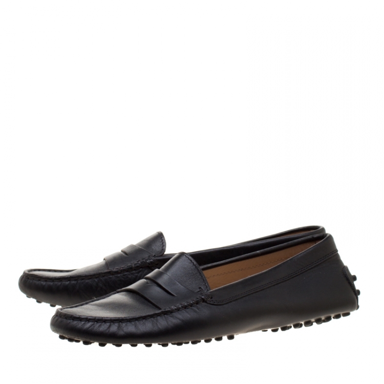 Pre Owned Tod's Black Leather Penny Loafers Size 37.5