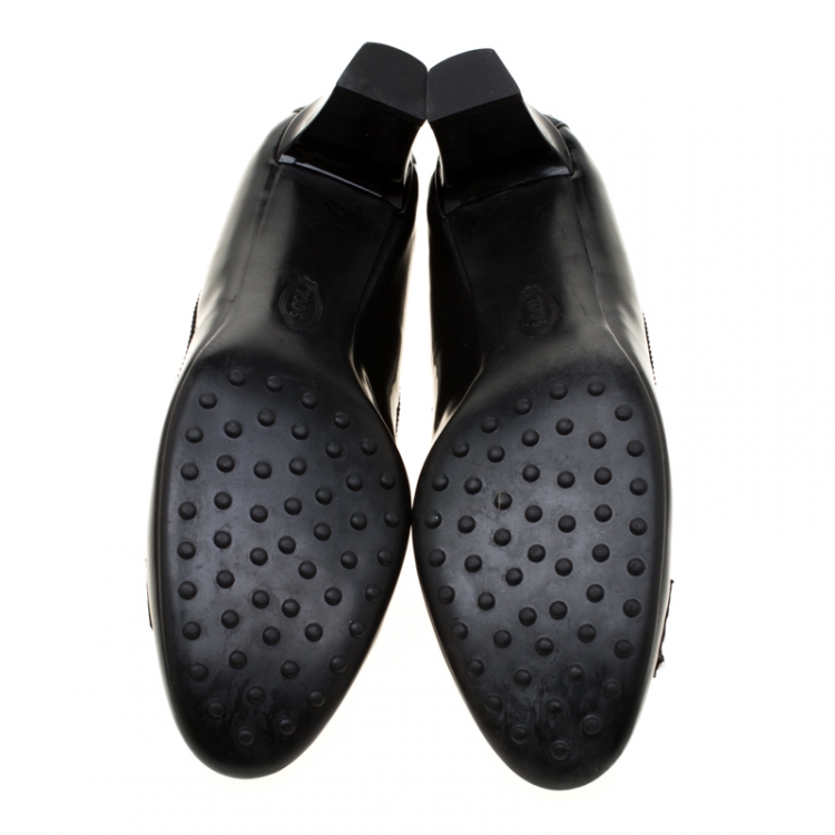 Pre Owned  Tod's Black Leather Tassel Detail Loafer Pumps Size 40