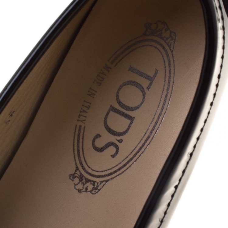 Pre Owned Tod's Black Patent Leather Penny Loafers Size 37
