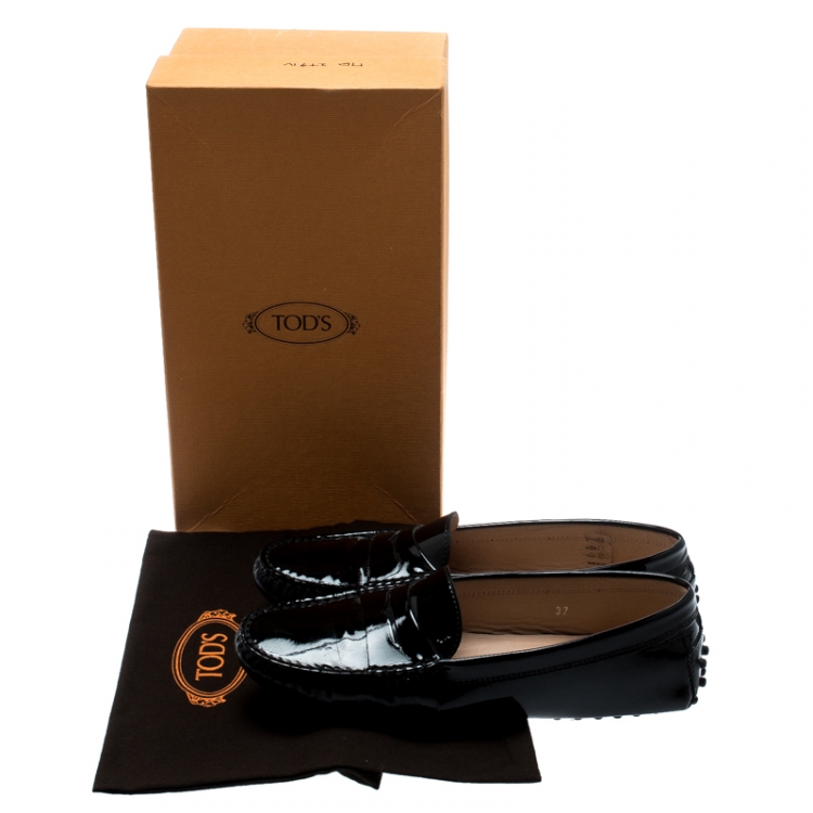 Pre Owned Tod's Black Patent Leather Penny Loafers Size 37