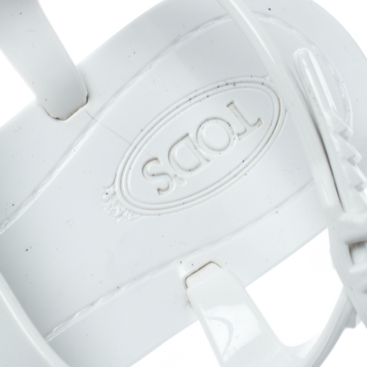 Pre Owned Tod's White Jelly Tassel Detail Thong Flat Sandals Size 36