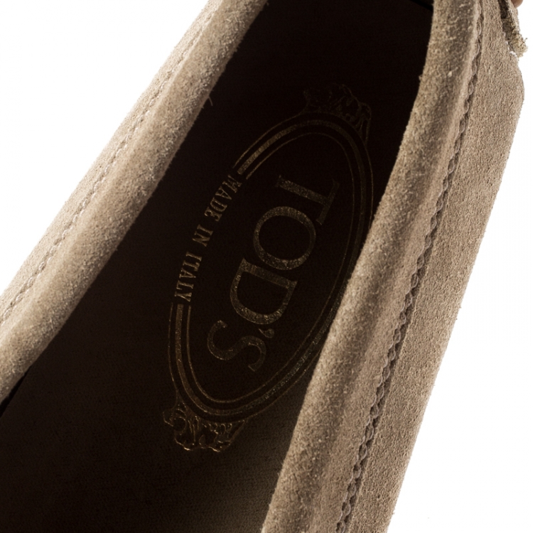 Pre Owned Tod's Beige Suede Penny Loafers Size 37.5