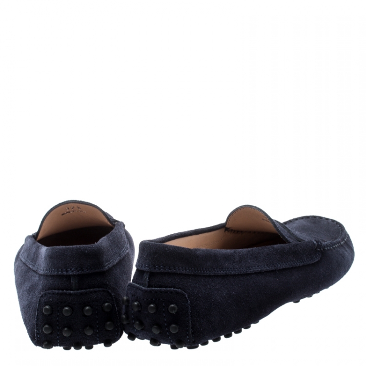 Pre Owned Tod's Blue Suede Penny Loafers Size 37.5