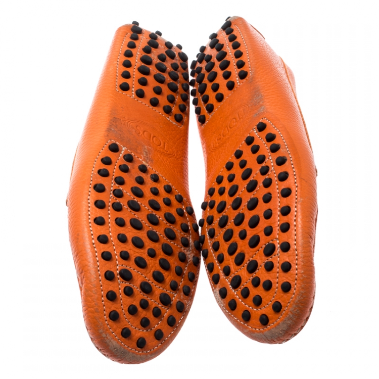 Pre Owned Tod's Orange Leather Penny Loafers Size 39