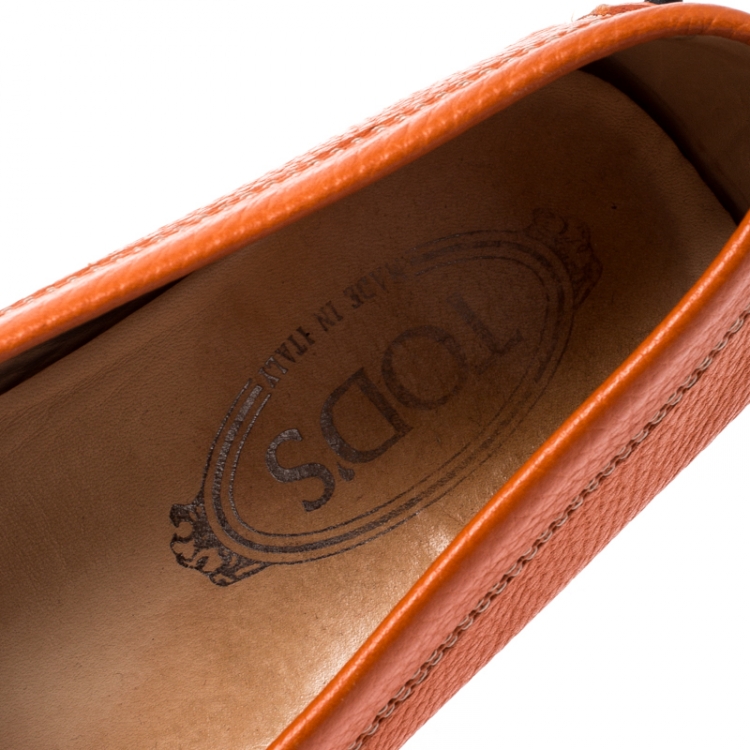 Pre Owned Tod's Orange Leather Penny Loafers Size 39