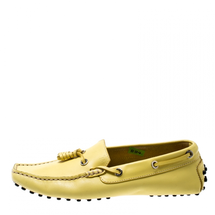 مملوكة مسبقًا Tod's Yellow Leather Tassel Detail Loafers Size 36