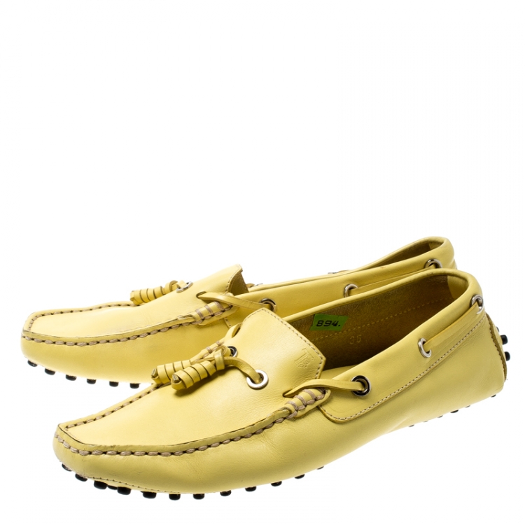 مملوكة مسبقًا Tod's Yellow Leather Tassel Detail Loafers Size 36
