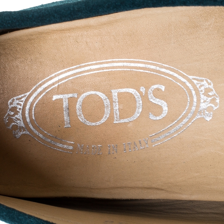 Pre Owned Tod's Green Suede Gommino Penny Loafer Size 38