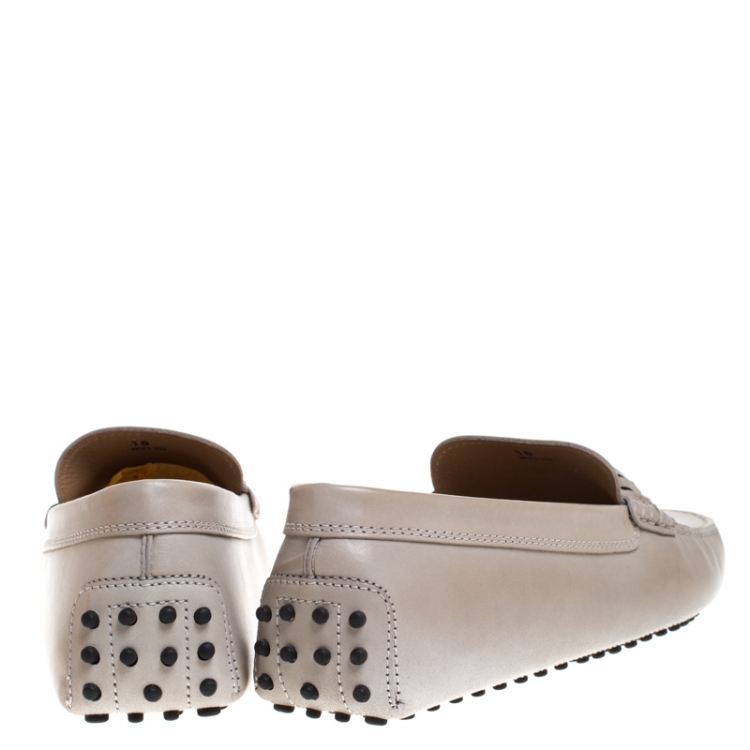 Pre Owned Tod's Grey Leather Braided Loafers Size 43