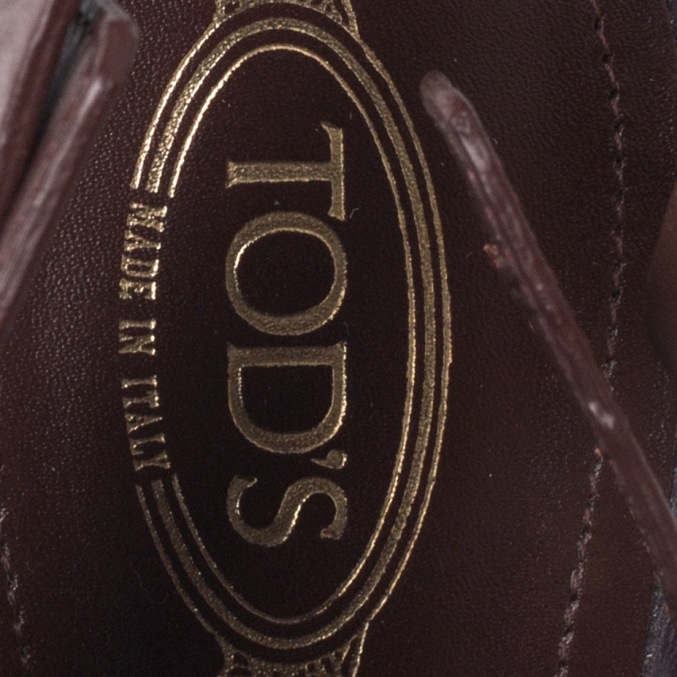Pre Owned Tod's Purple/Brown Leather Slingback Open Toe Sandals Size 40