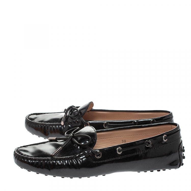 Pre Owned Tod's Black Patent Leather Gommino Loafers Size 39
