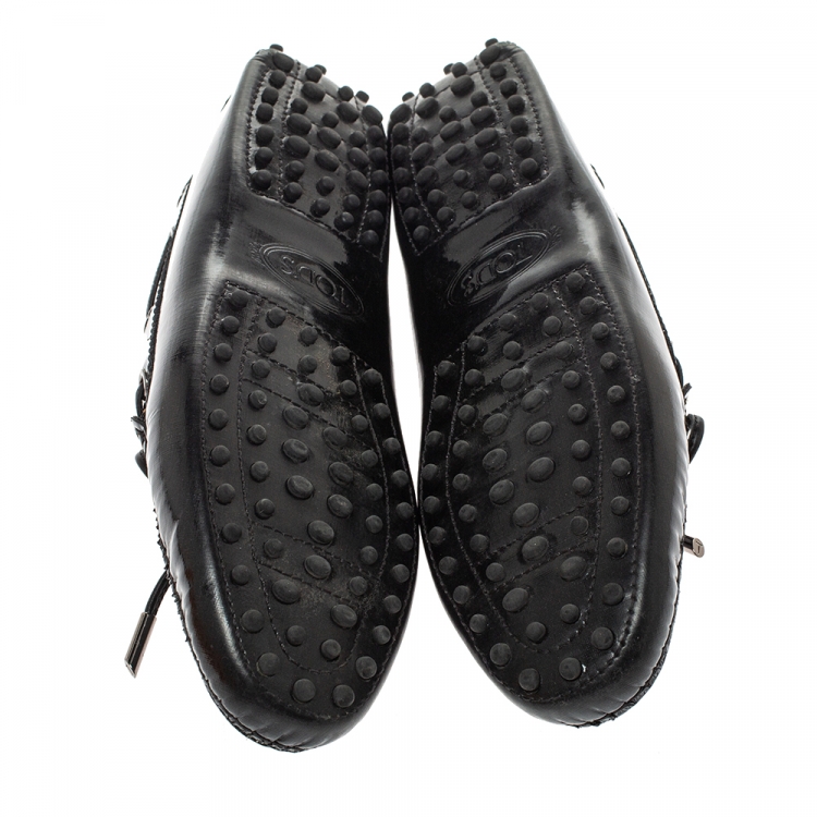 Pre Owned Tod's Black Patent Leather Gommino Loafers Size 39
