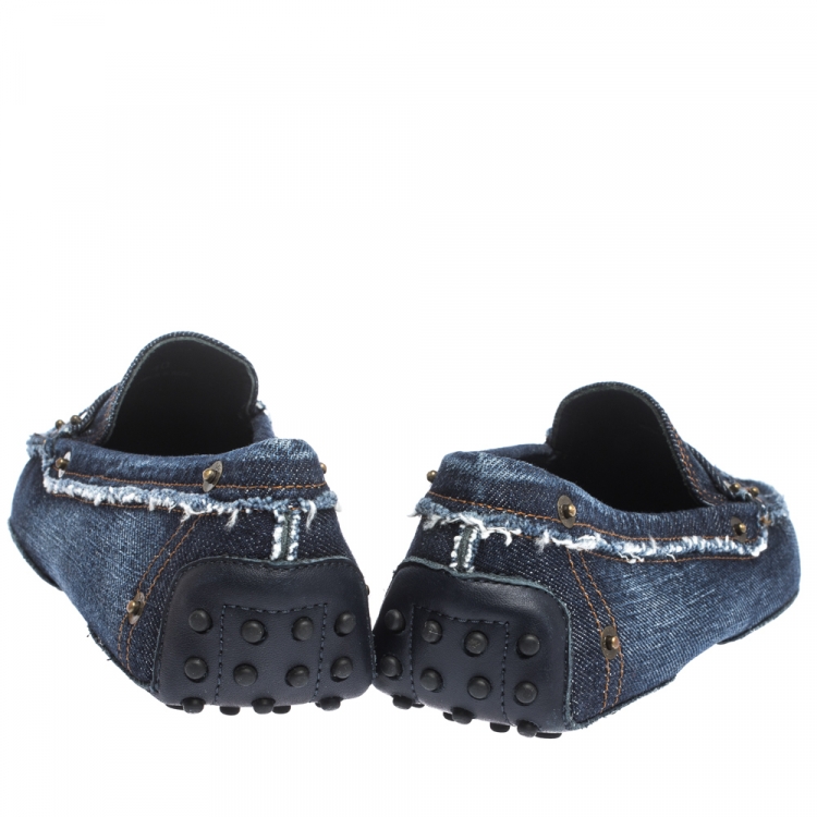 Pre Owned Tod's Blue Denim Penny Slip On Loafers Size 40