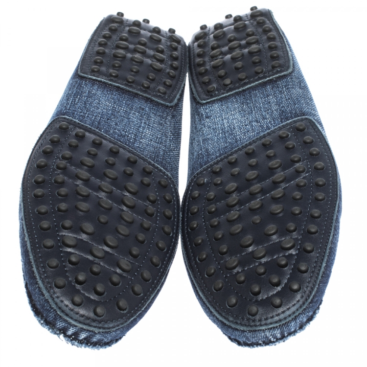 Pre Owned Tod's Blue Denim Penny Slip On Loafers Size 40
