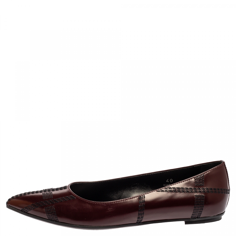burgundy pointed toe flats