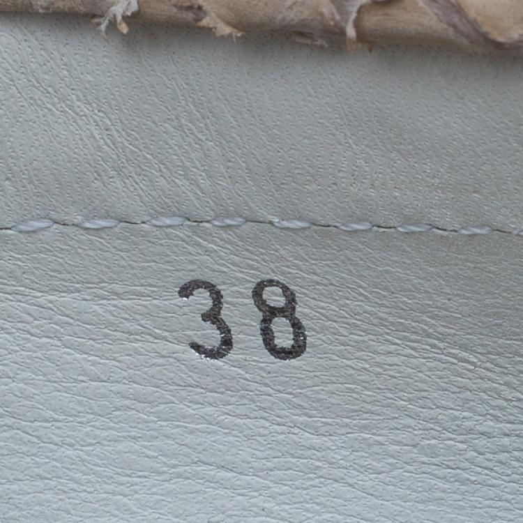 Pre Owned Tod's Beige Python Bow Loafers Size 38