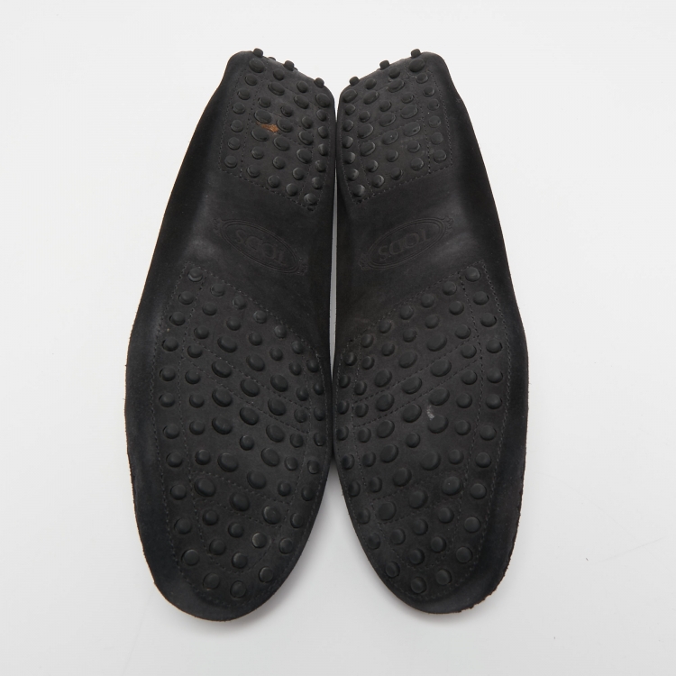 Pre Owned Tod's Black Suede Penny Loafers Size 41