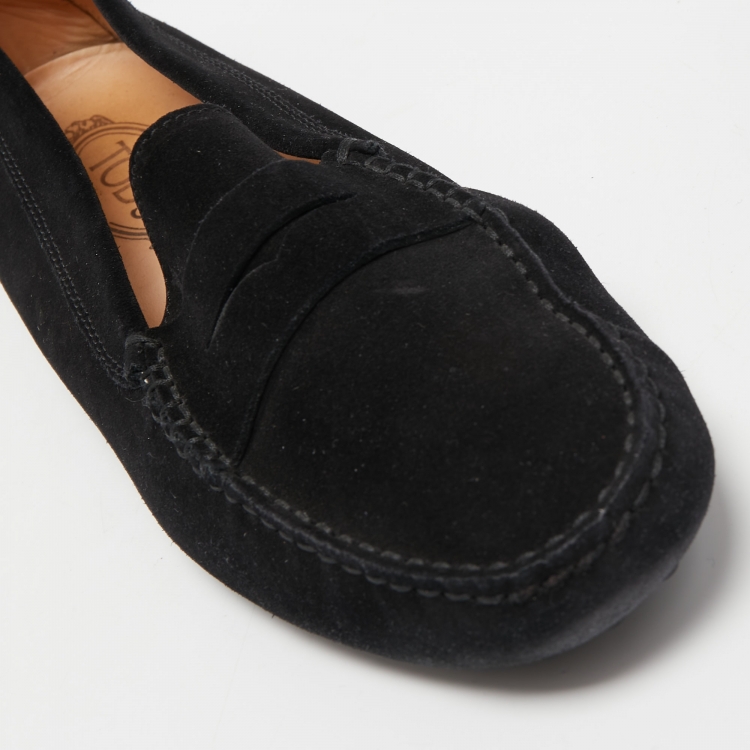 Pre Owned Tod's Black Suede Penny Loafers Size 41