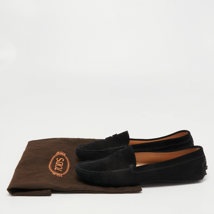 Pre Owned Tod's Black Suede Penny Loafers Size 41