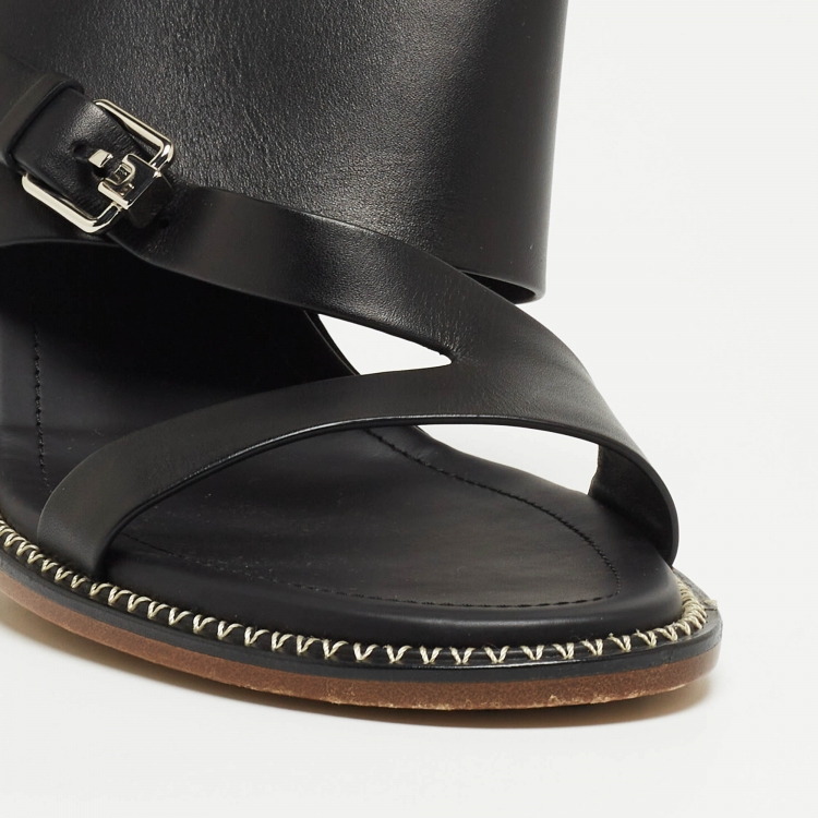 Pre Owned Tod's Black Leather Open Toe Ankle Strap Sandals Size 40