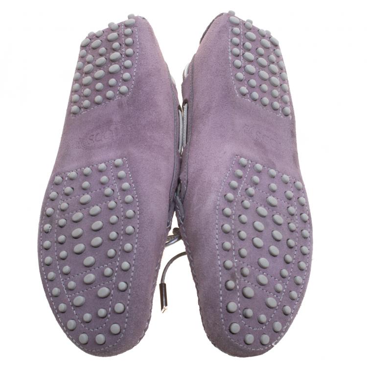 Pre Owned Tod's Lavender Suede Bow Loafers Size 40 