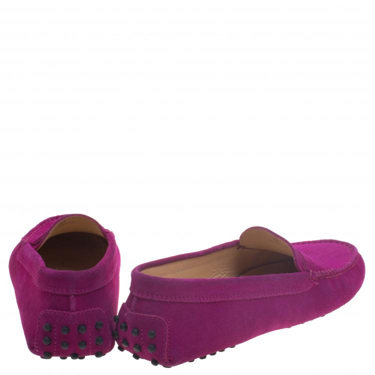 Pre Owned Tod's Fuschia Pink Suede Penny Loafers Size 37
