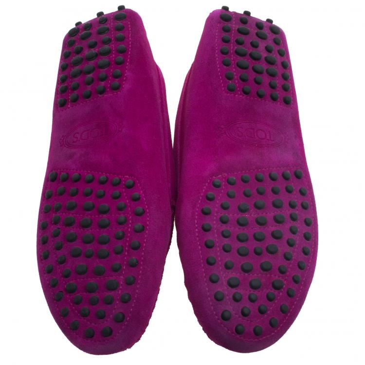 Pre Owned Tod's Fuschia Pink Suede Penny Loafers Size 37