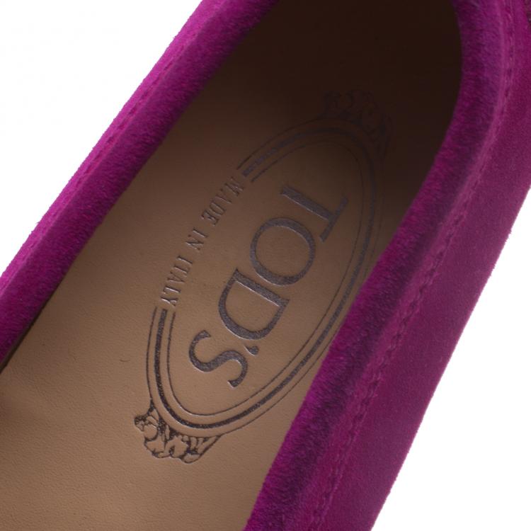 Pre Owned Tod's Fuschia Pink Suede Penny Loafers Size 37