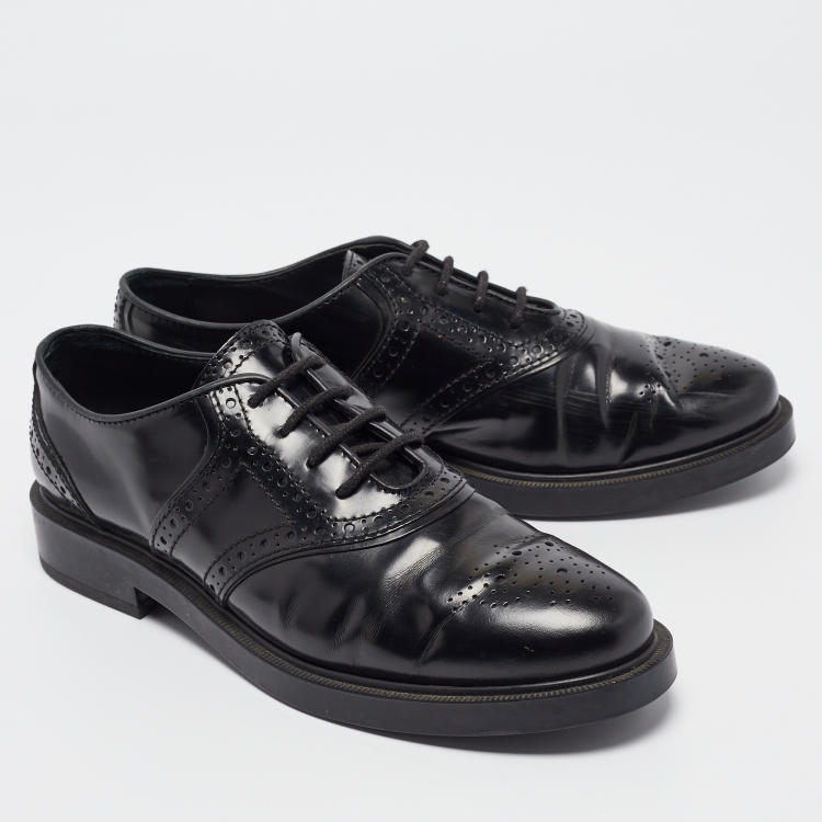 مملوكة مسبقًا Tod's Black Leather Brogue Oxfords Size 38