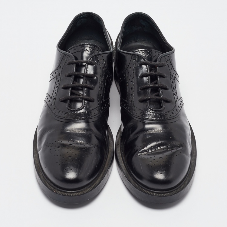 مملوكة مسبقًا Tod's Black Leather Brogue Oxfords Size 38