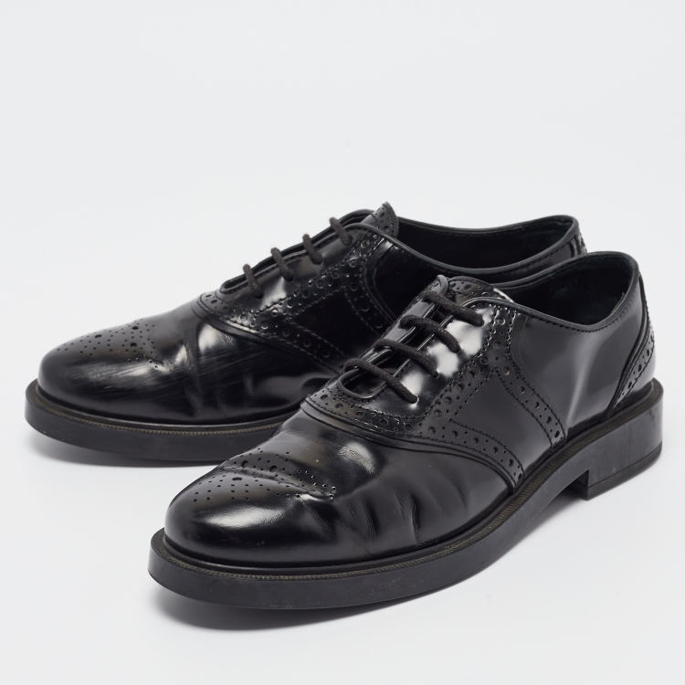 مملوكة مسبقًا Tod's Black Leather Brogue Oxfords Size 38