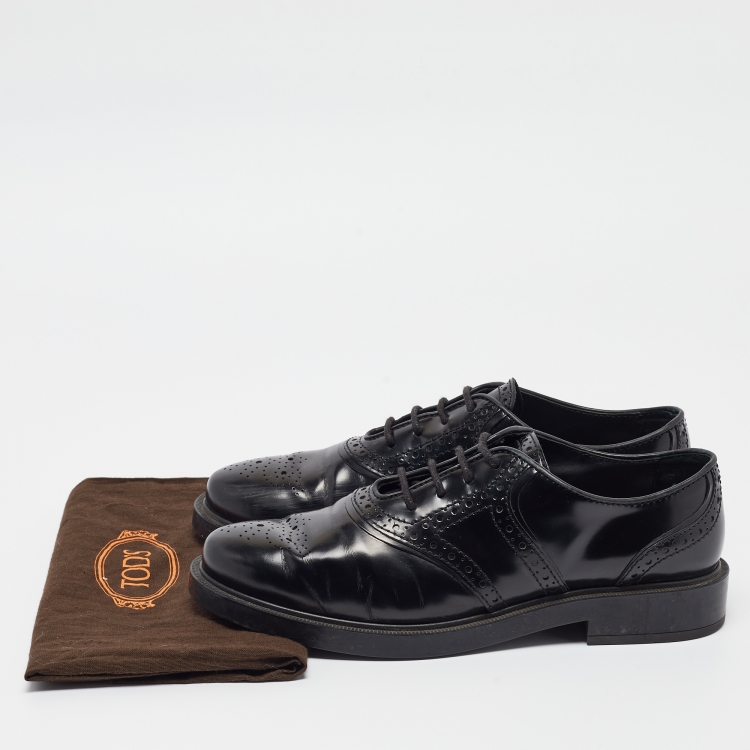 مملوكة مسبقًا Tod's Black Leather Brogue Oxfords Size 38