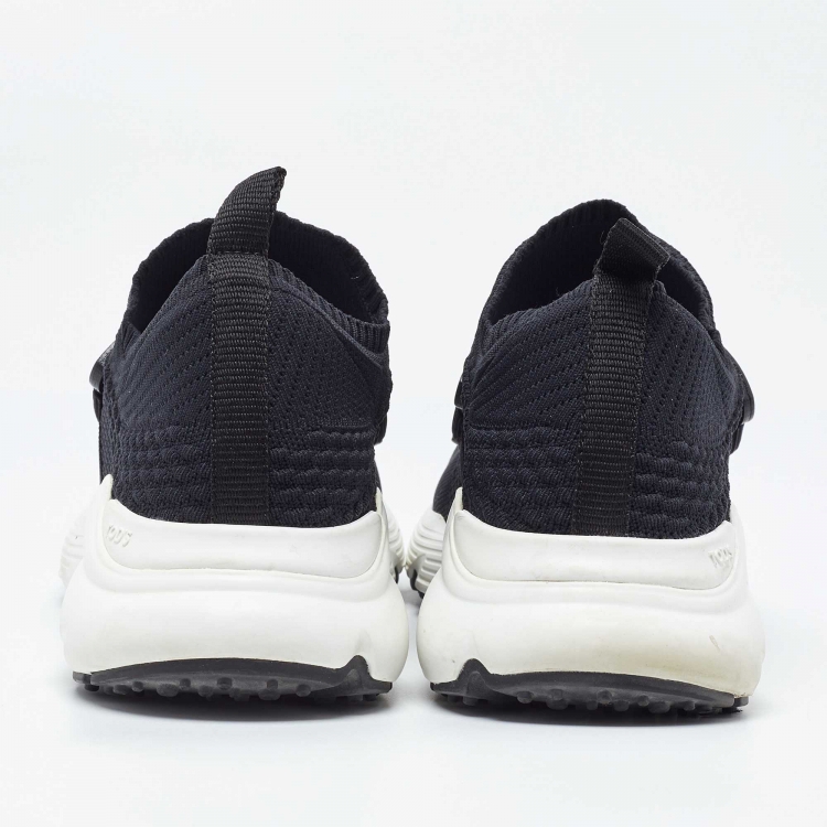 Pre Owned Tod's Black Knit Fabric Slip On Sneakers Size 38.5