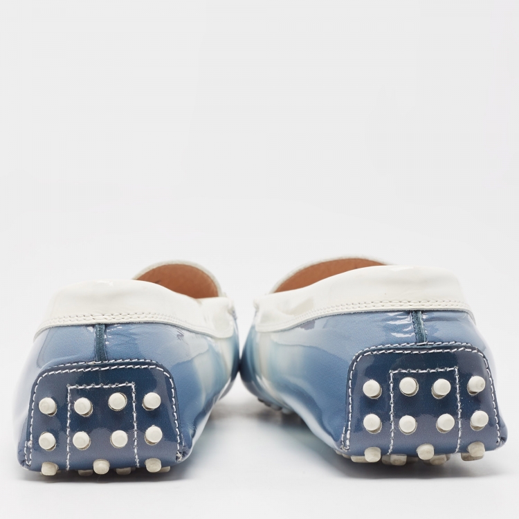 Pre Owned Tod's Blue/White Ombre Patent Leather Penny Loafers Size 41
