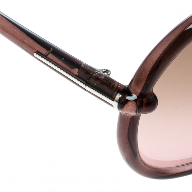 مملوكة مسبقًا Tom Ford Lilac Gradient TF 167 Caithlyn Oversized Round Sunglasses