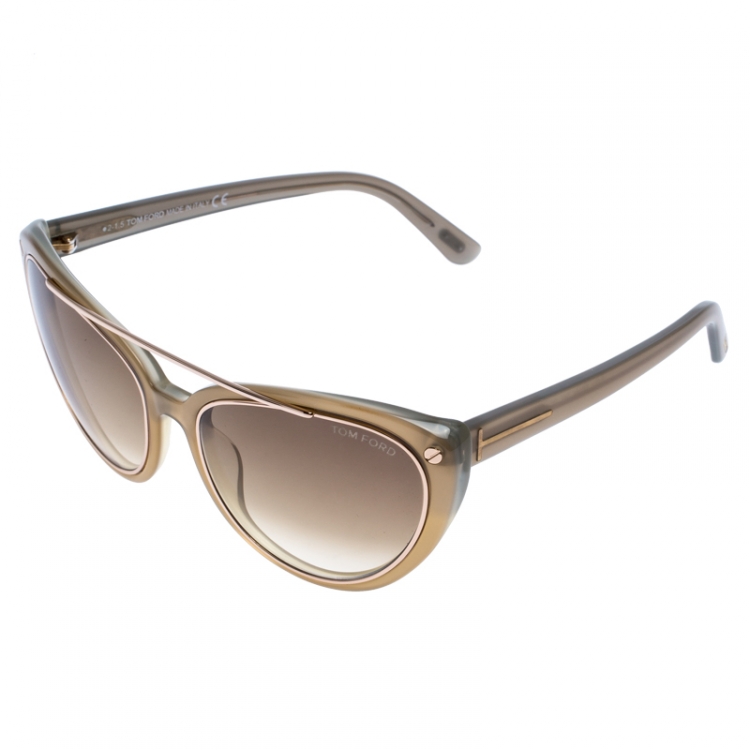 Pre Owned Tom Ford Avocado TF 384 Cateye Sunglasses