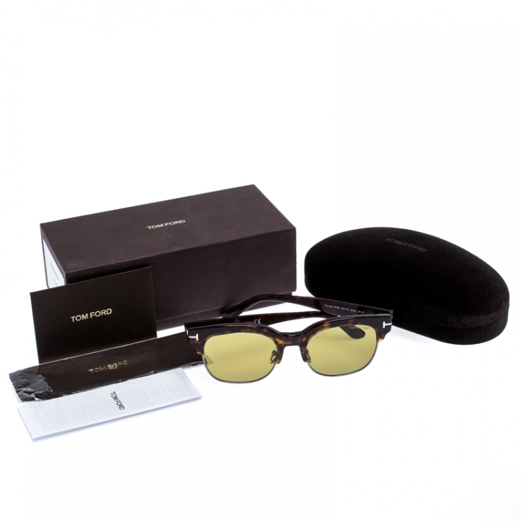 Pre Owned Tom Ford Brown/Green Tortoise Harry-02 Half Rim Sunglasses