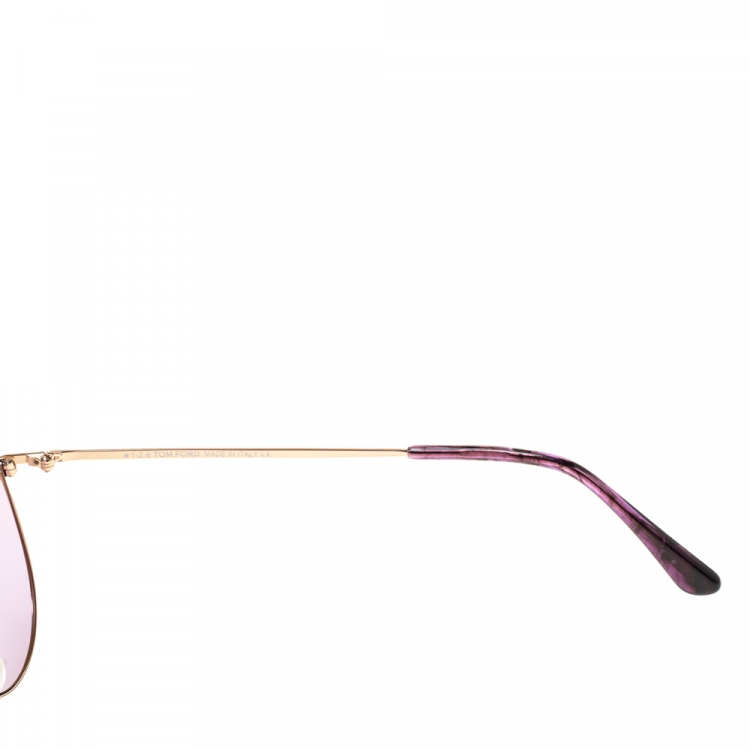 Pre Owned Tom Ford Purple/Gold Metal Indiana Aviator Sunglasses