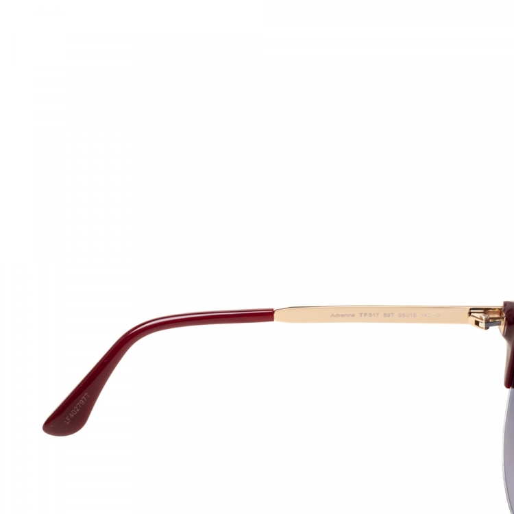 Pre Owned Tom Ford Maroon/Black Gradient Adrenne Oval Sunglasses
