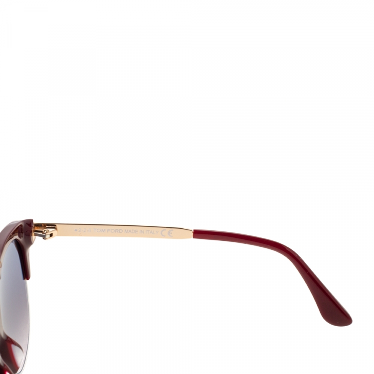 Pre Owned Tom Ford Maroon/Black Gradient Adrenne Oval Sunglasses