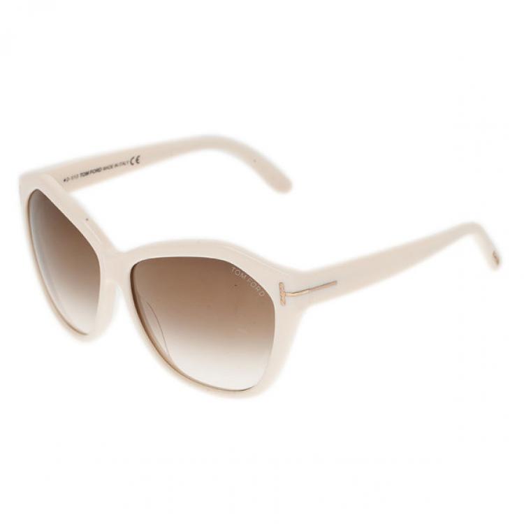 Pre Owned Tom Ford Ivory Oversized Angelina Sunglasses