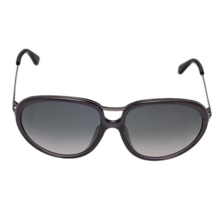 Pre Owned Tom Ford Black Faye Oval Sunglasses