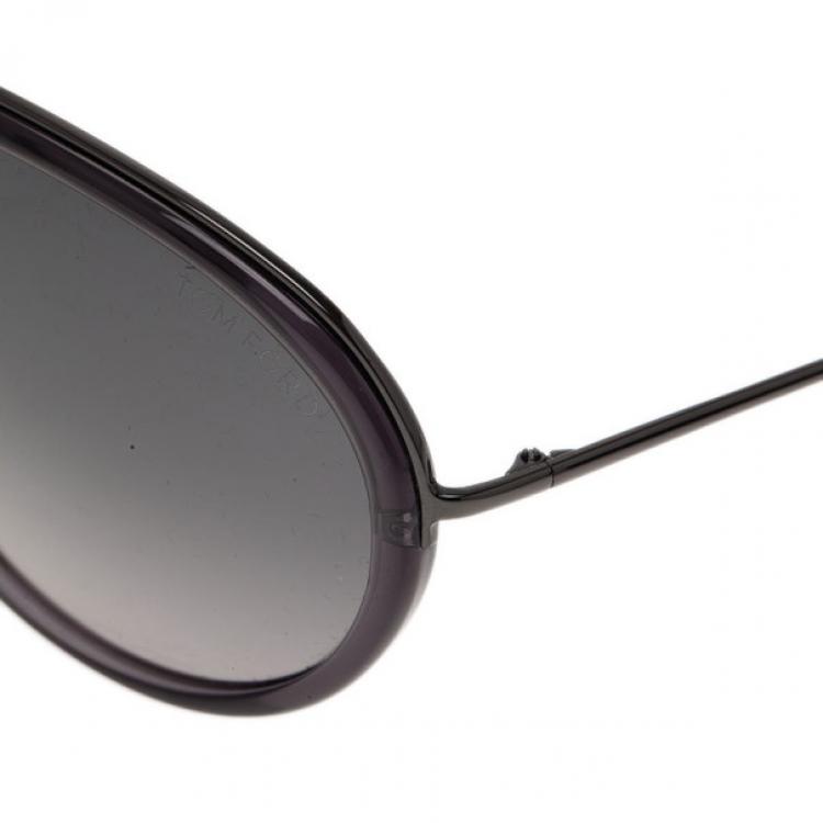 Pre Owned Tom Ford Black Faye Oval Sunglasses