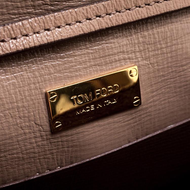 مملوكة مسبقًا Tom Ford Beige Leather Sedgwick Zip Clutch 