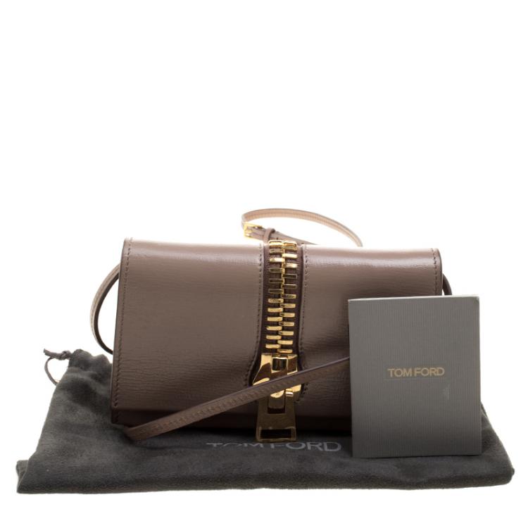مملوكة مسبقًا Tom Ford Beige Leather Sedgwick Zip Clutch 